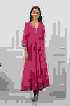 Pink Cotton Anarkali Suit Set image number 6