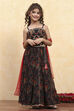 Black Polyester Printed Kalidar Lehenga Set image number 6