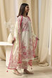 Off-White and Blue Cotton Straight Suit Set image number 5