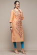 Green Cotton Blend Straight Printed Kurta image number 4