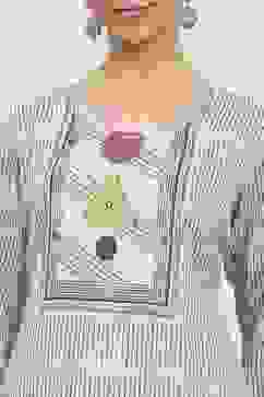 Off White Linen Blend Printed Unstitched Suit Set image number 2