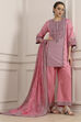 Light Pink Cotton Straight Printed Suit Set image number 0