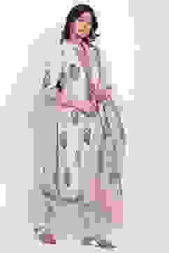 Light Grey Straight Kurta Churidar Suit Set image number 4