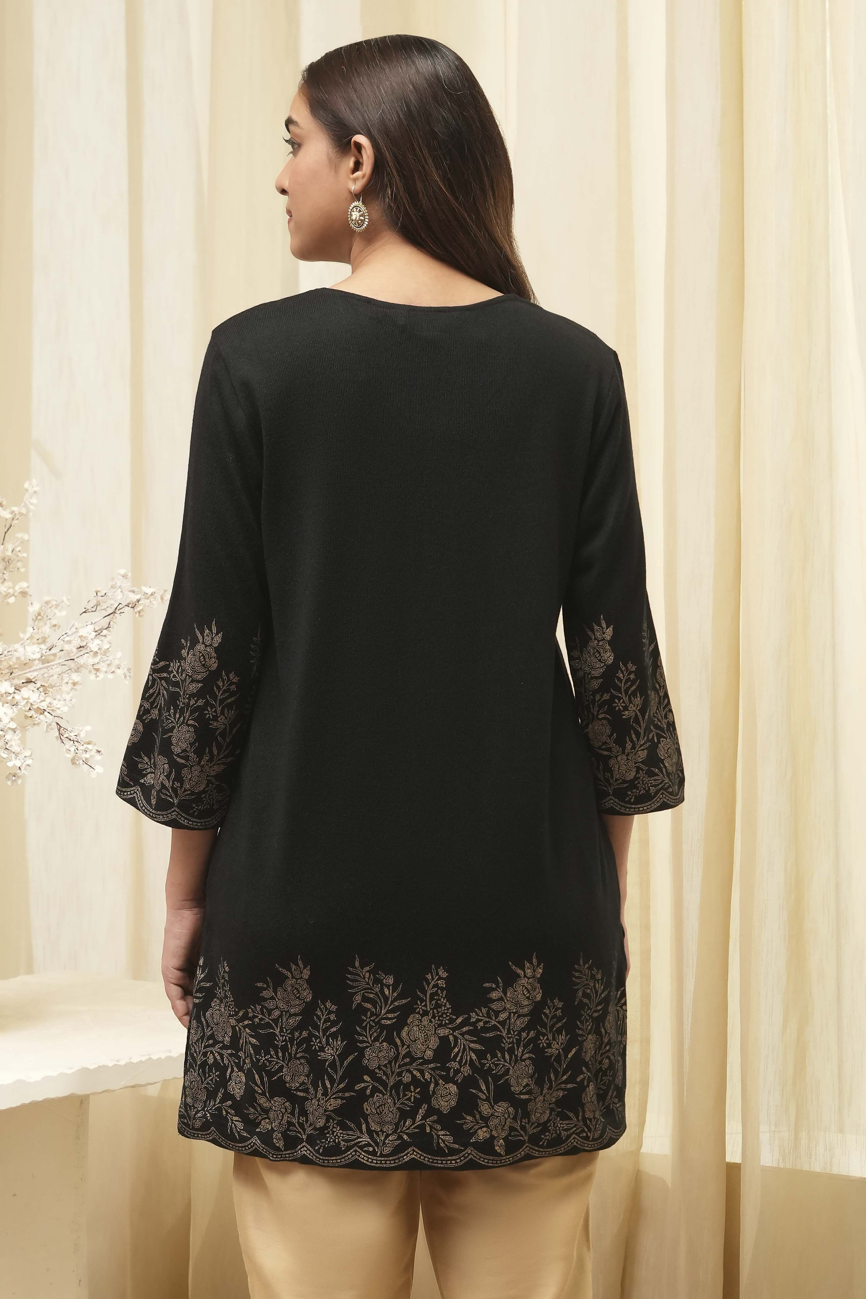 Black Daffodil Straight Printed Kurti image number 4