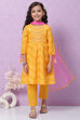 Yellow Cotton Flared Kurta Pant Suit Set