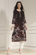 Berry Maroon Printed Straight Kurta image number 5