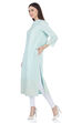Aqua Blue Straight Yarndyed Kurta image number 2