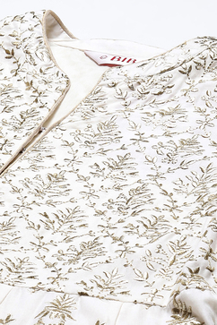 Ivory Cotton Anarkali Kurta Sharara Suit Set image number 1
