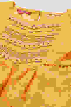 Yellow Cotton Flared Kurta Pant Suit Set image number 1