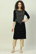 Green Velvet Straight Printed Kurta