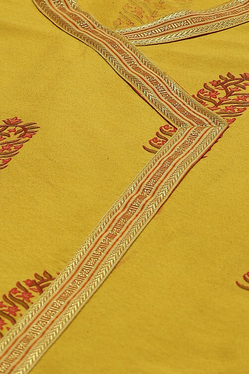 Lime Green Cotton Unstitched Suit Set image number 1