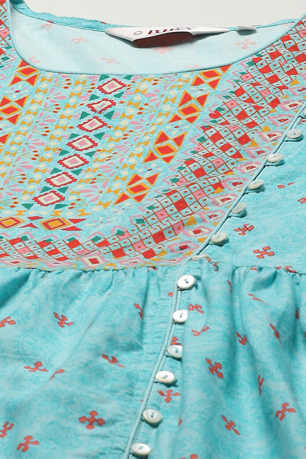 Green Cotton A-Line Printed Kurta image number 1