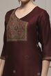 Maroon Chanderi Blend Handloom Unstitched Suit Set image number 2