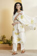 White & Red Viscose Rayon Floral Embroidered Kurta Set image number 0
