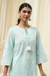Aqua Cotton Printed Straight Suit Set image number 1