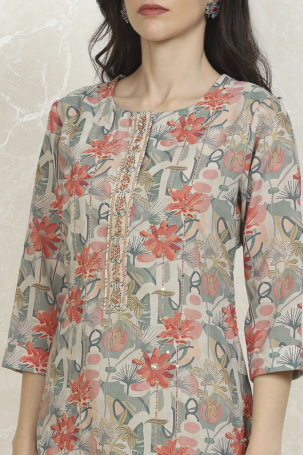 Metallic Cotton Digital Print Unstitched Suit Set image number 2