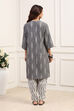 Grey Cotton Straight Suit Set image number 4
