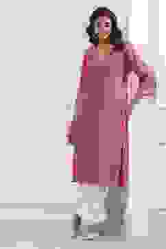 Onion Pink Solid Straight Kurta image number 0