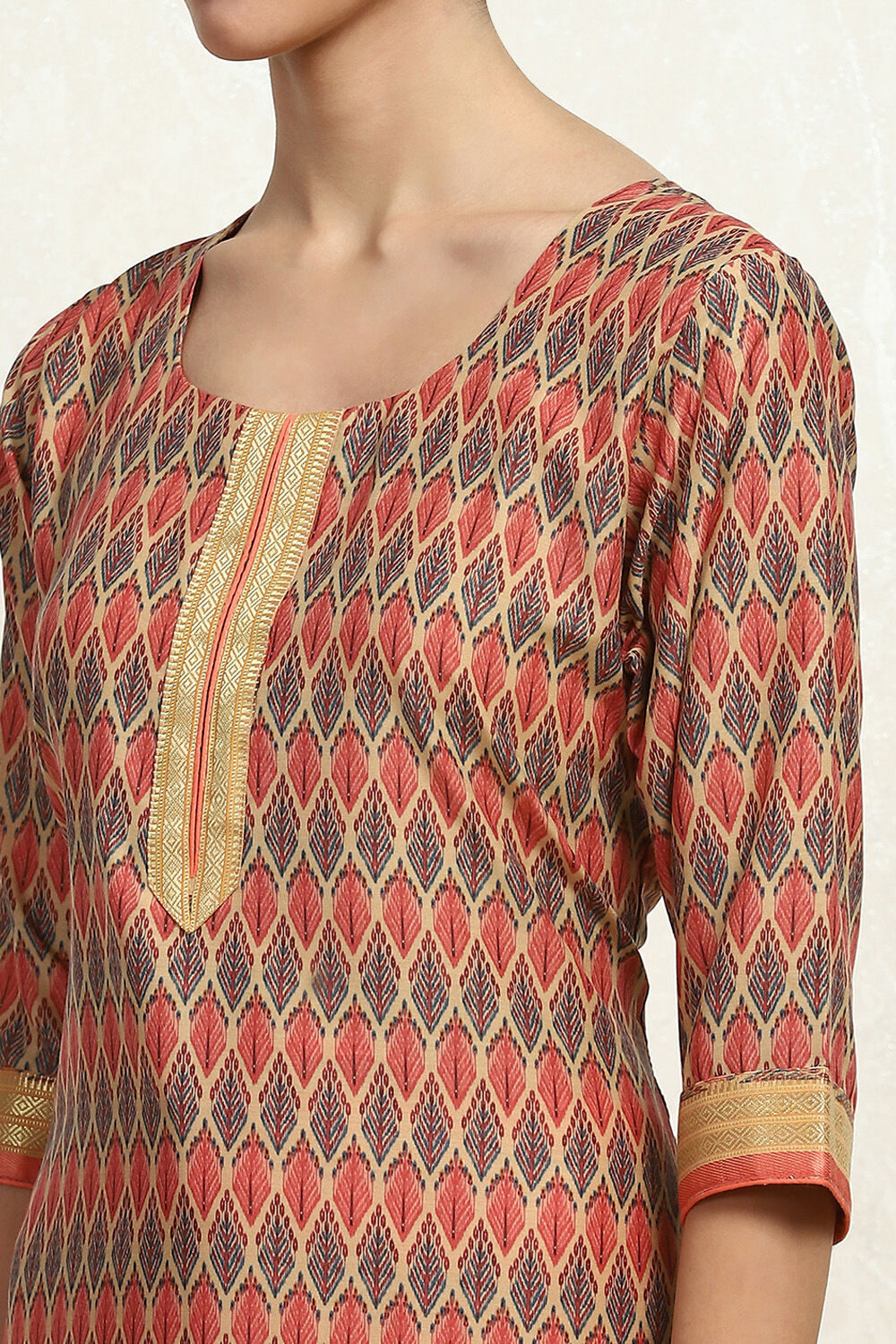 Grey Cotton Handloom Unstitched Suit Set image number 2