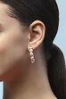 White Gold-Plated Pearl Contemporary Hoops image number 3