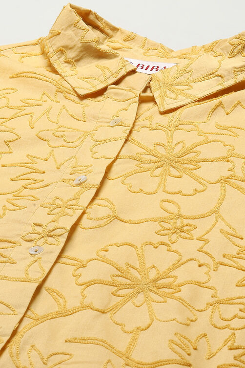 Lilac Cotton Straight Embroidered Shirt image number 1