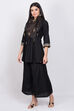 Black Cotton Silk Fusion Wear image number 3