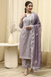 Grey Cotton Printed Unstitched Suit Set image number 7