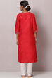 Yellow Straight Nylon Viscose Kurta image number 4