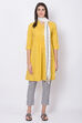 Mustard And Black Cotton Straight Kurta Slim Pant Suit Set image number 0