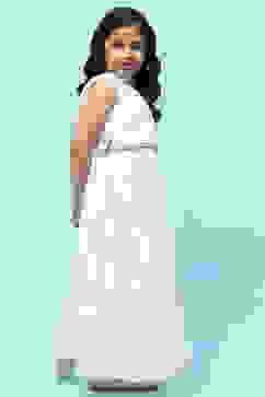 White Poly Organza Khadi Print Flared Lehenga Set image number 6