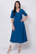Ink Blue Cotton A-Line Kurta image number 0