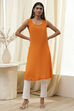 Blue Printed Pleated A-Line Kurta image number 6