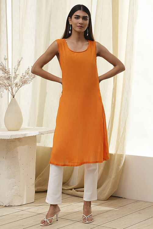 Blue Printed Pleated A-Line Kurta image number 6