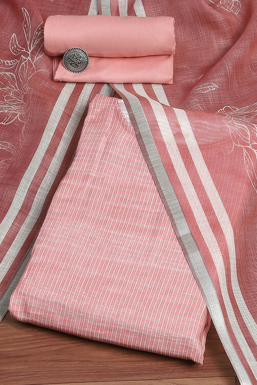 Yellow Linen Blend Woven Unstitched Suit Set image number 0
