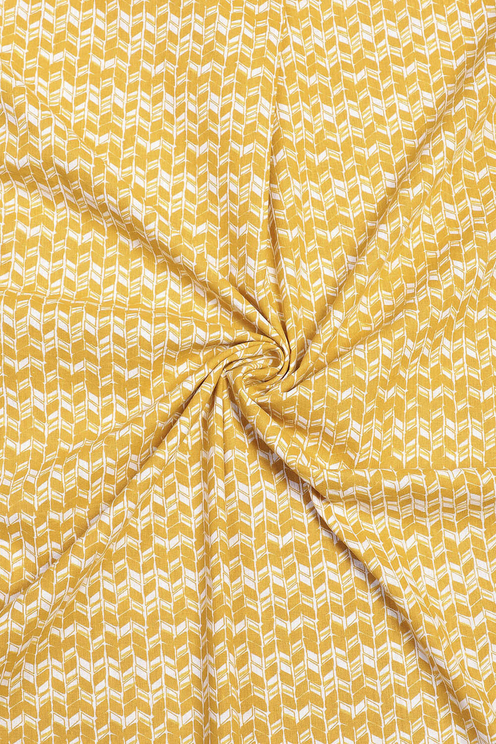 Mustard Yellow Cotton Printed Unstitched Suit Set image number 3