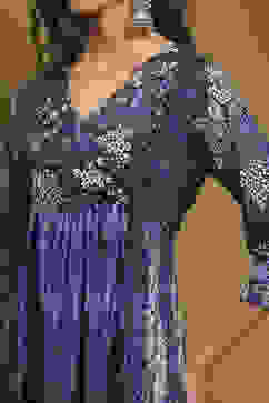 Indigo Modal Printed Angrakha Gathered Suit Set image number 1
