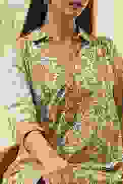 Honey Beige Cotton Floral Short Straight Kurta image number 1