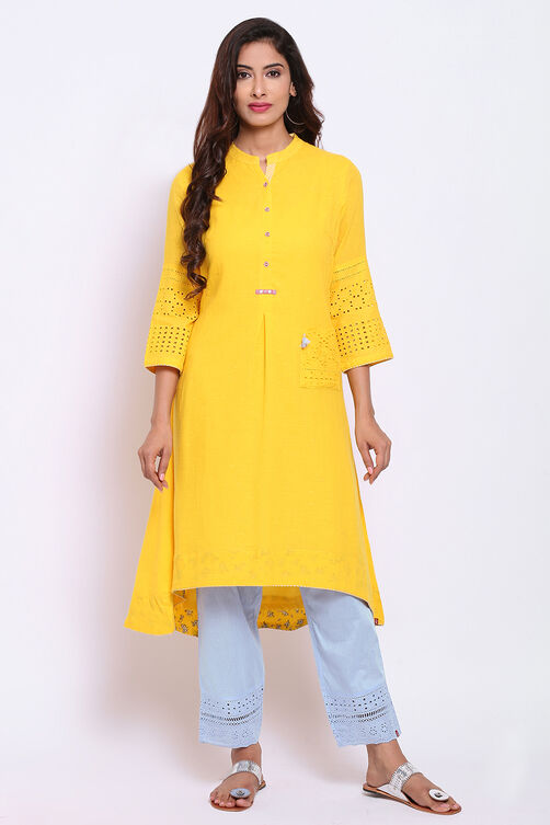 Pink Cotton A-Line Kurta image number 0