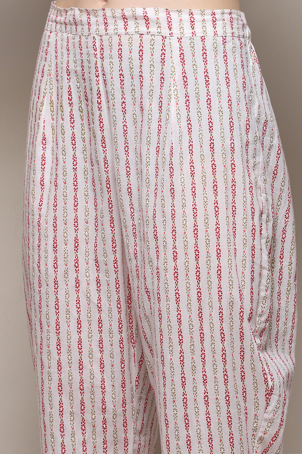 Pink Cotton Handloom Unstitched Suit Set image number 3