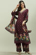 Black Rayon Printed Straight Pant Kurta Palazzo Suit Set image number 0