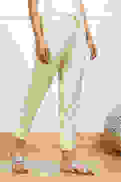 Beige Cotton Solid Regular Pants image number 3