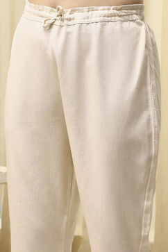 Navy Blue Cotton Handloom Unstitched Suit Set image number 3