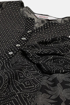 Black And Off White Viscose Printed Short Kurti image number 1
