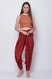 Red Metallic Cotton Crop Printed Top image number 2