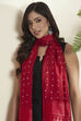 Red Mulberry Silk Bandhani Printed Stole image number 1