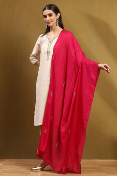 Pink Polyester Dupatta image number 2