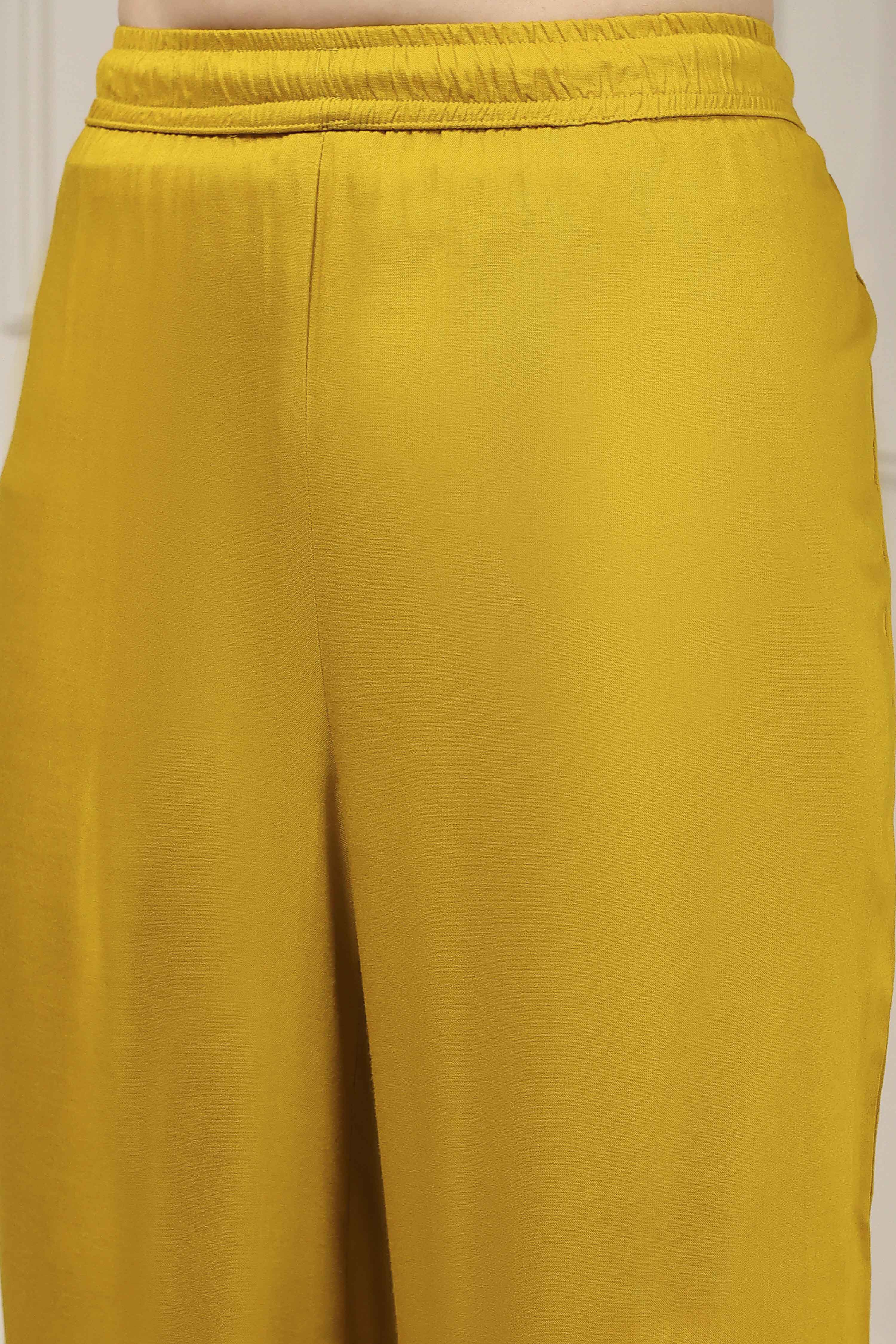 Yellow Metallic Pattern Straight Kurta image number 2