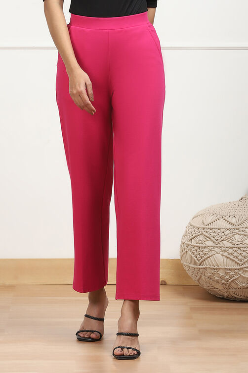 Black Solid Relaxed Fit Pants image number 4