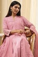 Powder Pink Viscose Front Open Suit Set image number 1