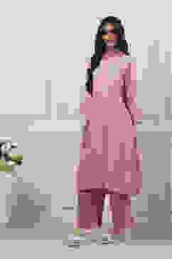 Pink Poly Viscose Straight Suit Set image number 4